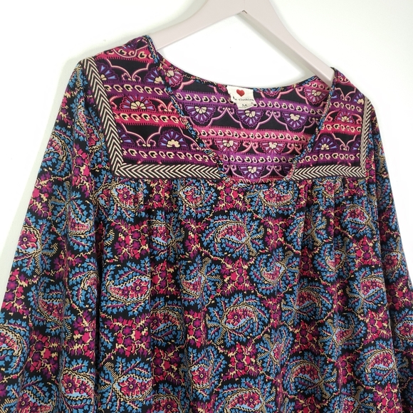 One Clothing Paisley Boho Tunic Dress M - Picture 3 of 6